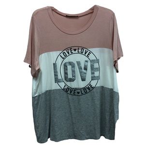Raggs II Riches color‎ block blush LOVE graphic tee plus size 1x
